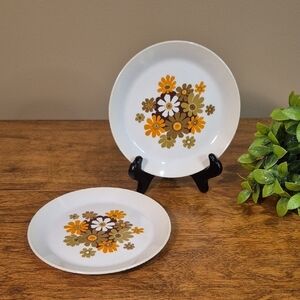 JOHNSON BROTHERS IRONSTONE 1970s 'Fiesta' Floral Patterned Side Plates, Set of 2